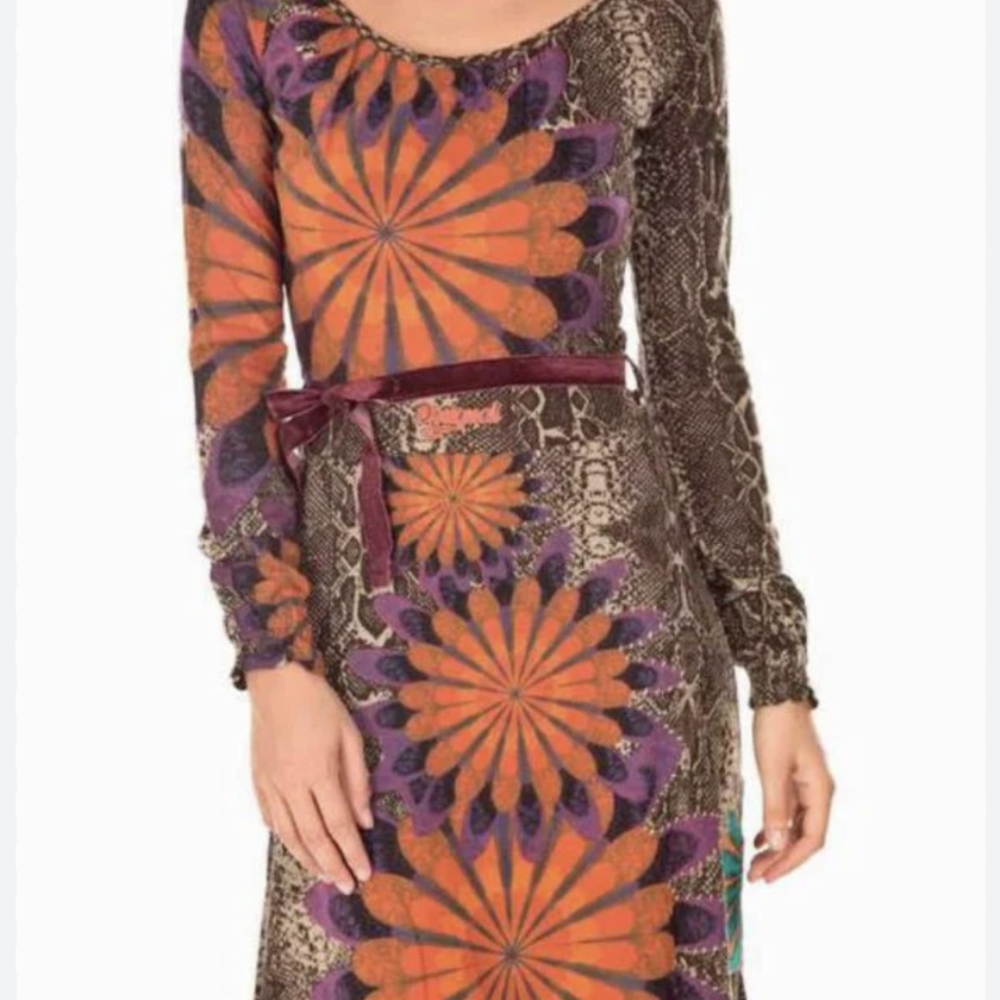 Desigual Dress Reptile Floral Combo Size S